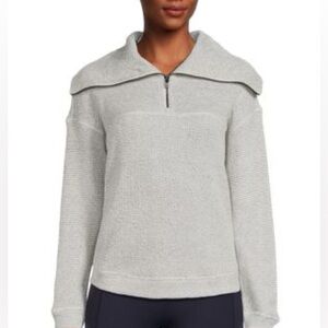 90 DEGREE BY REFLEX
Boucle Textured Pullover Gray Quarter-Zip Sweater